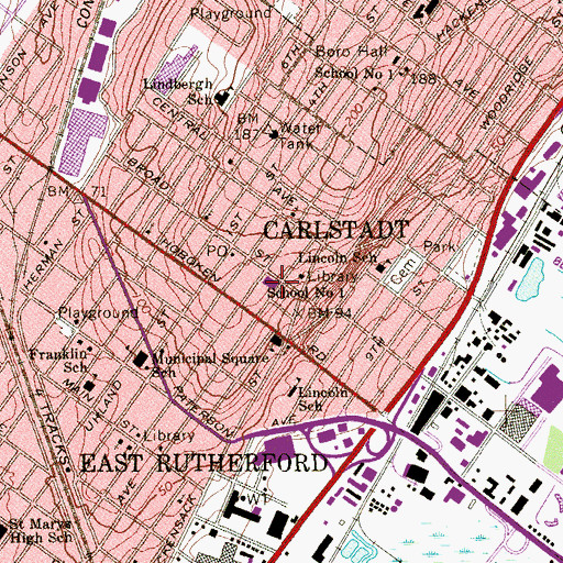 Topographic Map of Washington Elementary School, NJ