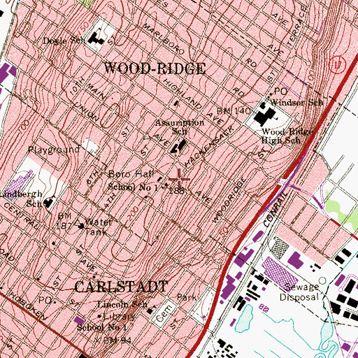 Topographic Map of School Number 1 (historical), NJ