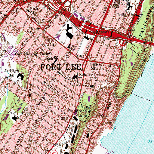 Topographic Map of Number 1 Elementary School, NJ