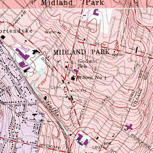 Topographic Map of Highland Avenue Elementary School, NJ