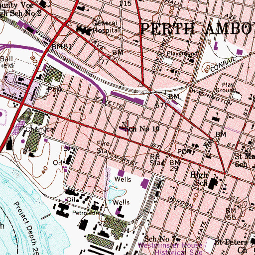 Topographic Map of Herbert N Richardson School, NJ