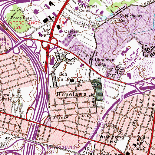 Topographic Map of Grade School Number 10 (historical), NJ