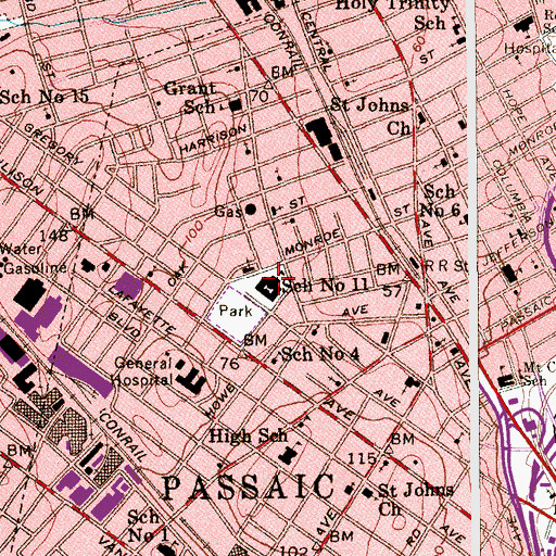Topographic Map of Cruise Memorial Elementary School, NJ