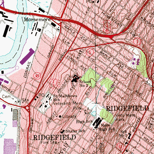 Topographic Map of Slocum-Skewes Elementary School, NJ