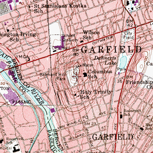 Topographic Map of School Number 2, NJ