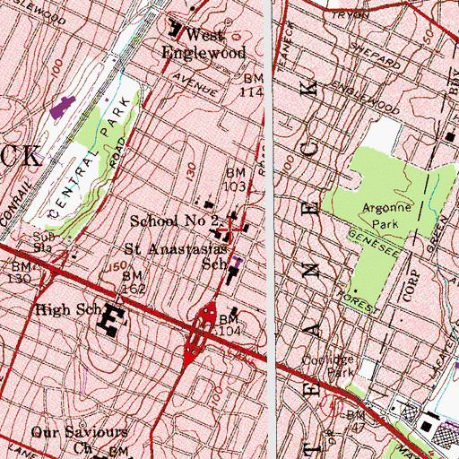 Topographic Map of School Number 2, NJ