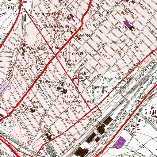 Topographic Map of Number 20 Elementary School, NJ