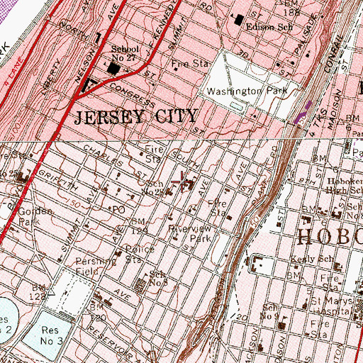 Topographic Map of Number 28 Elementary School, NJ