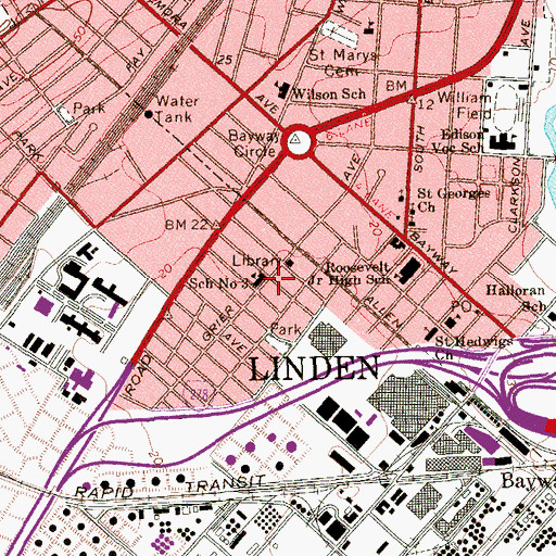 Topographic Map of School Number 3, NJ