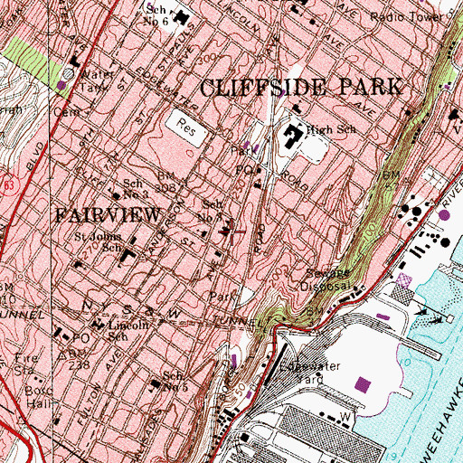 Topographic Map of Number 3 Elementary School, NJ