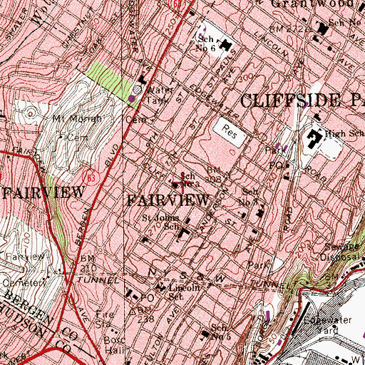 Topographic Map of Number 3 Elementary School, NJ