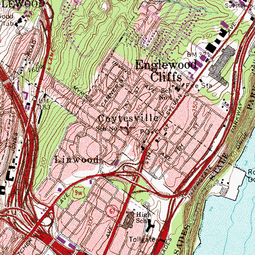 Topographic Map of Number 3 Elementary School, NJ