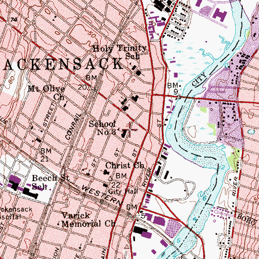 Topographic Map of School Number 3, NJ