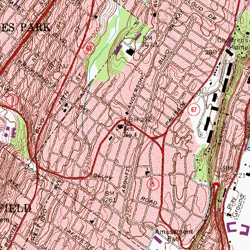 Topographic Map of Number 4 Elementary School, NJ