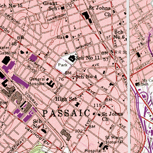 Topographic Map of School Number 4, NJ
