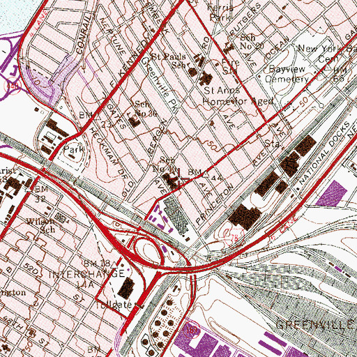 Topographic Map of Ezra L Nolan Number 40 Elementary School, NJ