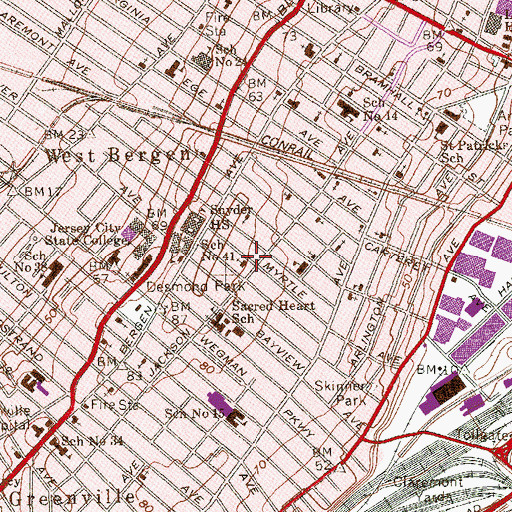 Topographic Map of School Number 41, NJ