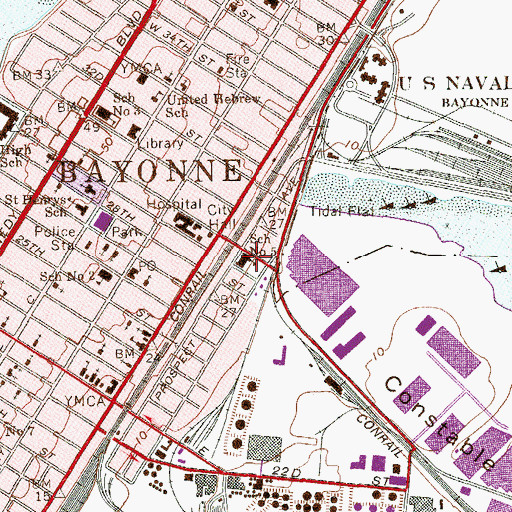 Topographic Map of Lincoln Number 5 Elementary School, NJ