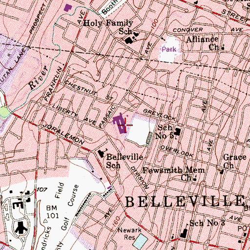 Topographic Map of Number 5 Elementary School, NJ