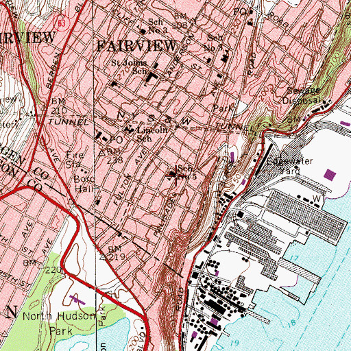 Topographic Map of Number 5 Elementary School, NJ