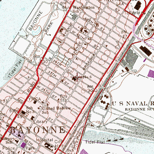 Topographic Map of Horace Mann Number 6 Elementary School, NJ
