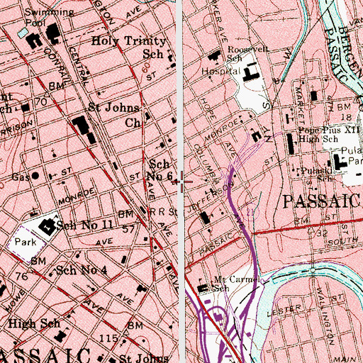 Topographic Map of Martin Luther King Junior School, NJ