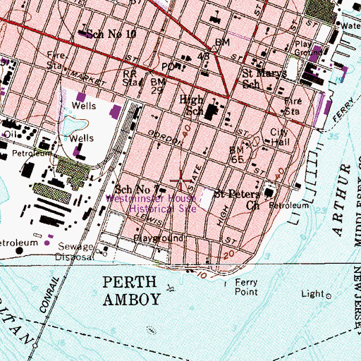 Topographic Map of Number 7 Elementary School, NJ