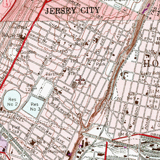 Topographic Map of Number 8 Elementary School, NJ
