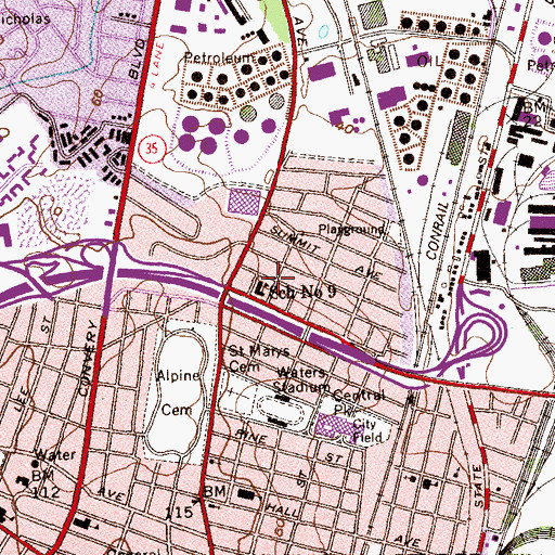 Topographic Map of Grade School Number 9 (historical), NJ