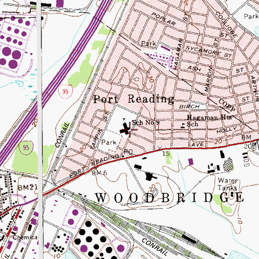 Topographic Map of Port Reading Elementary School, NJ