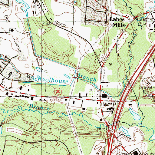 Topographic Map of Schoolhouse Branch, NJ