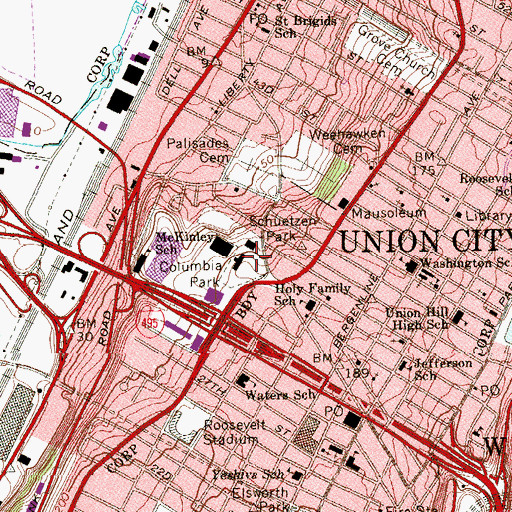 Topographic Map of Schuetzen Park, NJ