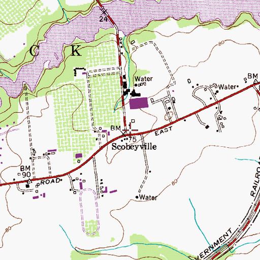 Topographic Map of Scobeyville, NJ