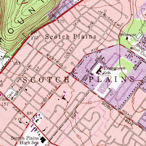 Topographic Map of Scotch Plains, NJ