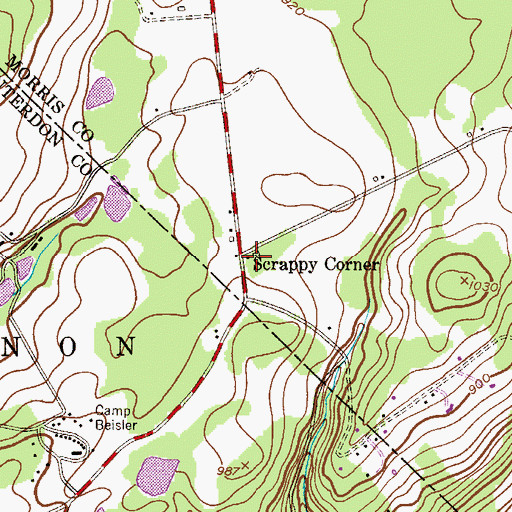 Topographic Map of Scrappy Corner, NJ