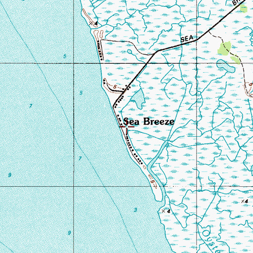 Topographic Map of Sea Breeze, NJ
