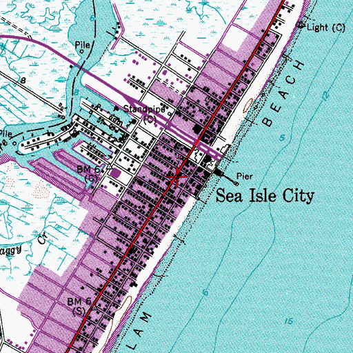 Topographic Map of Sea Isle City, NJ