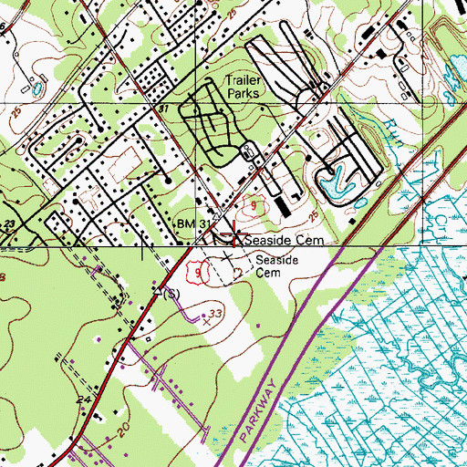 Topographic Map of Seaside Cemetery, NJ