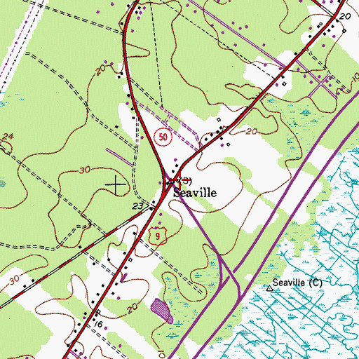 Topographic Map of Seaville, NJ
