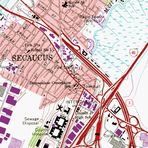 Topographic Map of Secaucus, NJ