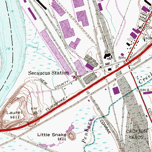 Topographic Map of Secaucus Station, NJ