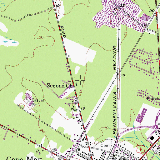 Topographic Map of Second Church, NJ