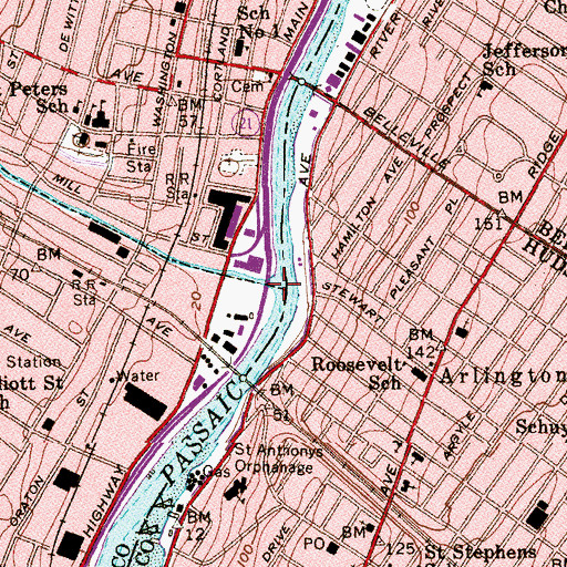 Topographic Map of Second River, NJ