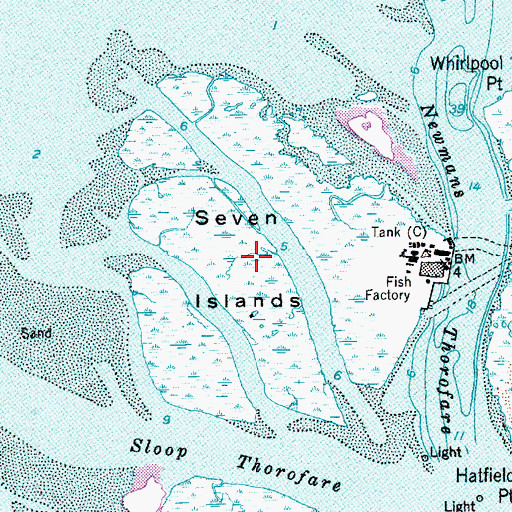 Topographic Map of Seven Islands, NJ