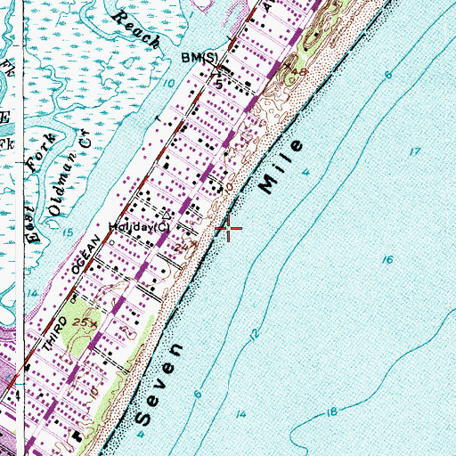 Topographic Map of Seven Mile Beach, NJ