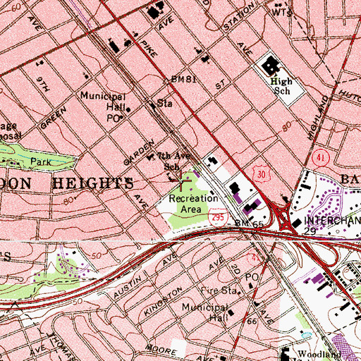 Topographic Map of Seventh Avenue Elementary School, NJ