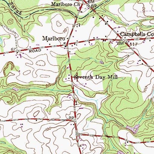 Topographic Map of Seventh Day Mill, NJ