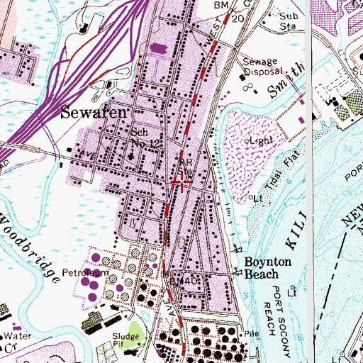 Topographic Map of Sewaren, NJ