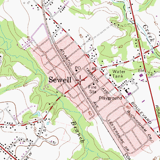 Topographic Map of Sewell, NJ