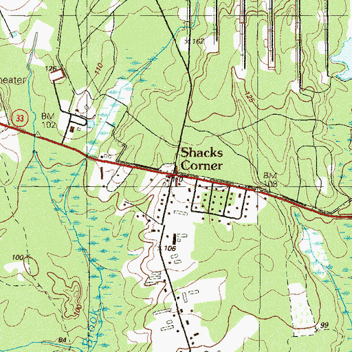 Topographic Map of Shacks Corner, NJ